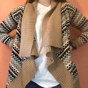 Miami (Francesca's) Tan and Black Patterned Cardigan